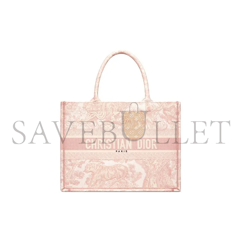 D*or canvas toile de jouy embroidered medium book tote pink m1296zjti-m956 (36*27*16.5cm)